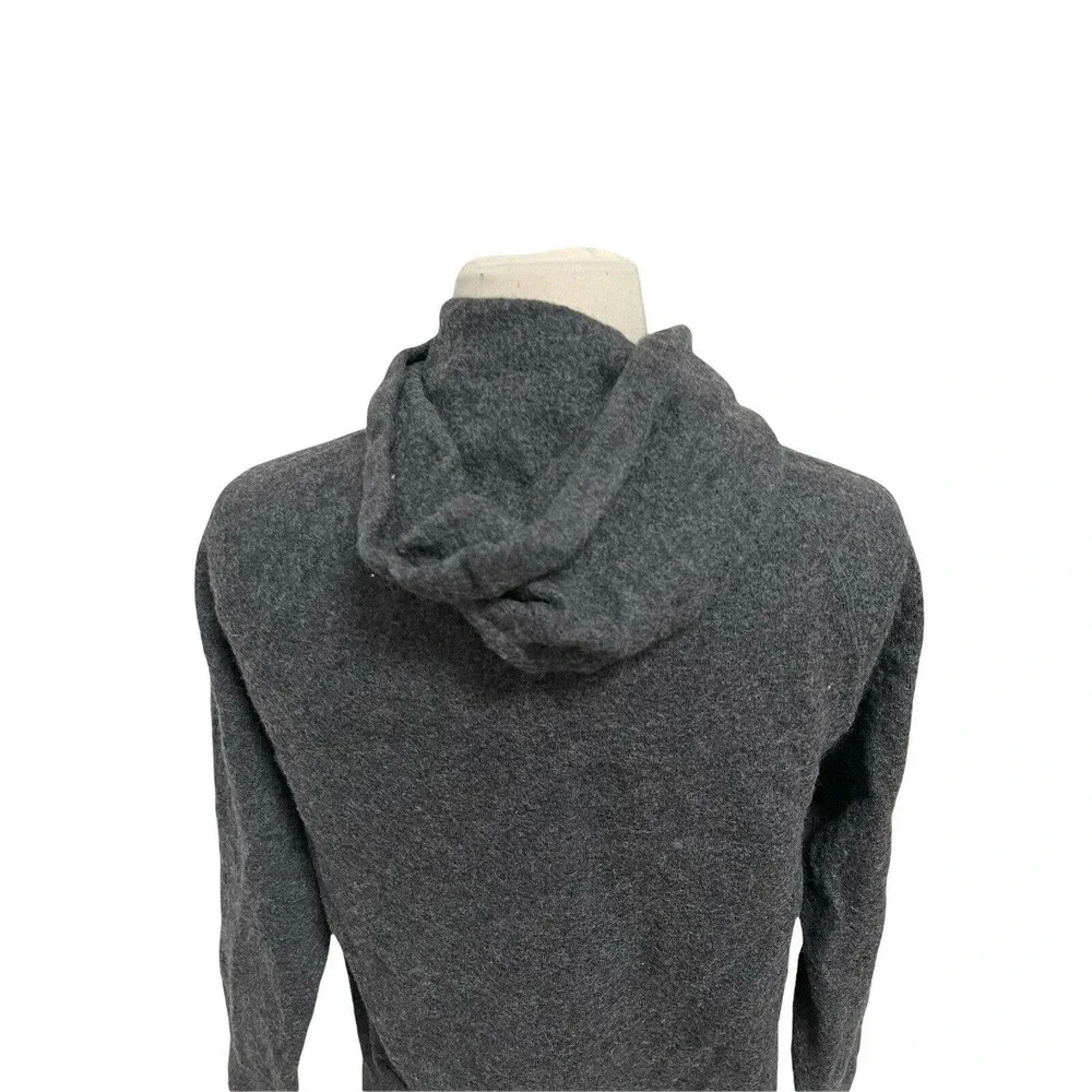 Banana Republic Hoodie Sweater Gray Italian Merino Wool V Neck Pullover - Picture 5 of 10